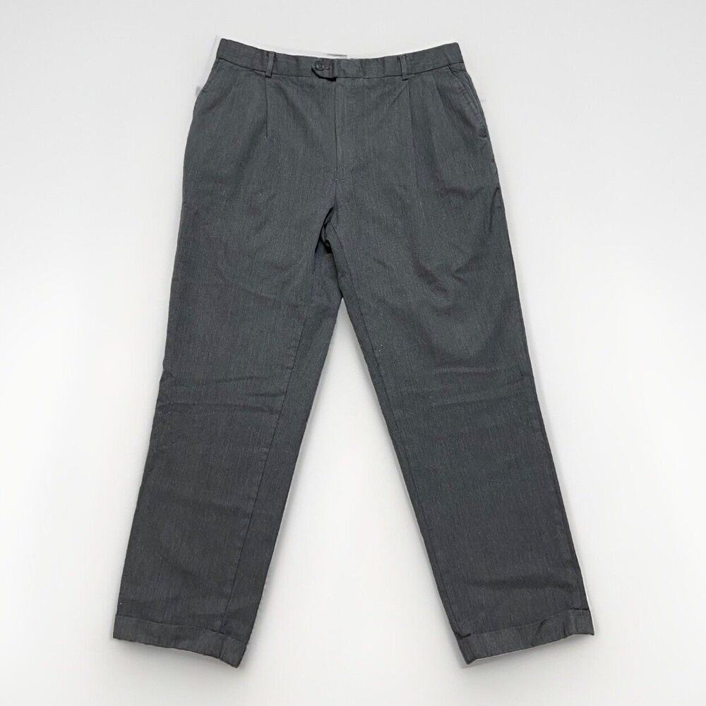 Linea Uomo Pleated Dress Pants Men's Size 40x34 Dark Gray Pants‎